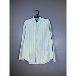 ROBERT GRAHAM size M men's blue Shirt green/white stripes